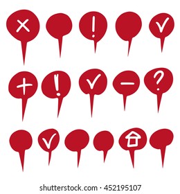 Speech bubbles with signs hand drawn set. Design elements. Icons isolated on white background