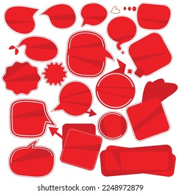 Speech bubbles and signs for red text