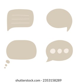 Speech bubbles in simple flat style. Set of empty shapes for thoughts, text, notes. Vector illustration isolated on white background.