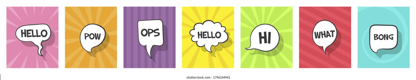 Speech bubbles sketch
Comic speech bubbles set.
Vector illustration of chat word bubbles, hand drawn cloud, banner in comic style isolated on background. Abstract concept graphic element of chat text