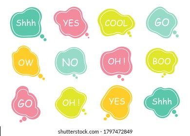 Speech bubbles sketch
Comic speech bubbles set.
Vector illustration of chat word bubbles, hand drawn cloud, banner in comic style isolated on background. Abstract concept graphic element of chat text