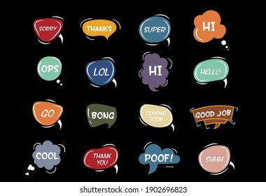 Speech bubbles sketch
Comic speech bubbles set.
Vector illustration of chat word bubbles, hand drawn cloud, banner in comic style isolated on background. Abstract concept graphic element of chat text.