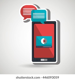 speech bubbles with smartphone isolated icon design, vector illustration  graphic 