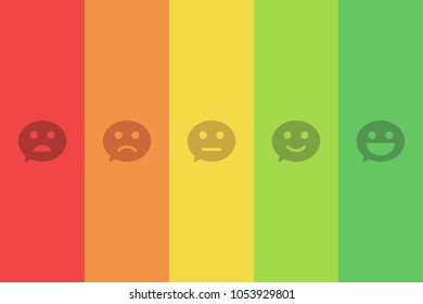 Speech bubbles with smiley faces expressing different levels of satisfaction. Feedback flat icon design. Vector background illustration