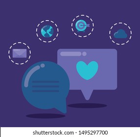 speech bubbles with social media icons