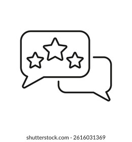 Speech Bubbles With Stars Line Icon. Customer Feedback, Review, And Rating Outline Symbol. Communication And Evaluation Concept. Editable Stroke. Isolated Vector Illustration.