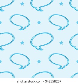Speech bubbles and stars seamless pattern background.