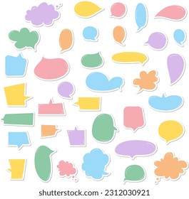 Speech Bubbles Sticker collection. Vector Set of Colorful Bright Talking Icons. Thought Cloud Stickers.