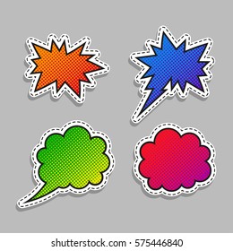 Speech bubbles stickers - vector halftone set. Pin up collection.