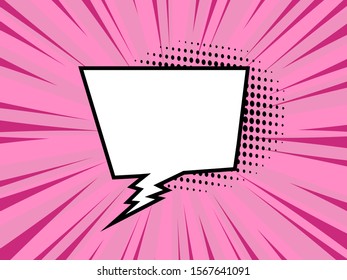 Speech Bubbles With Sunshine Background With Pink Color. Illustration in Comic Style. for Web Banners Posters Cards Wallpapers.