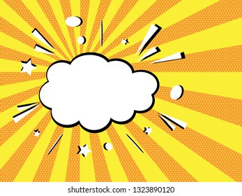 Speech Bubbles With Sunshine Background With Vibrant Yellow & Orange Colors.  Illustration in Comic style. for web banners, posters, cards, wallpapers. 