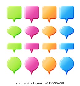 Speech bubbles tags 3d style colored vector images isolated on white background 