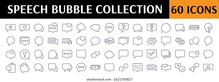Balões de Fala, Conversação, Conversa, Diálogos Thin Icons Collection. Traço editável. Perfeito para sites, livros, cartões, aplicativos