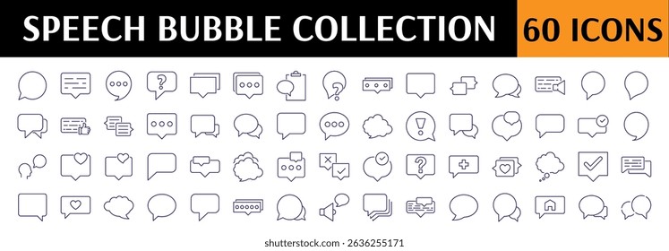 Speech Bubbles, Talking, Conversation, Dialogues Related Line Icons for Web Sites, Books, Cards, Apps. Editable Stroke. Perfect for Web Sites, Books, Cards, Apps