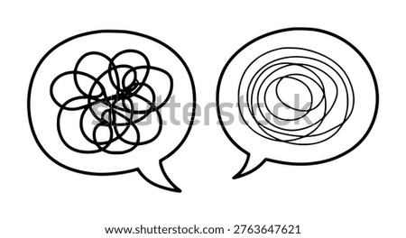 Speech Bubbles With Tangled Lines Representing Confusion And Clarity communication