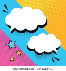 Speech bubbles template in retro pop art style. Vector illustration