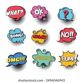 Speech bubbles templates dynamic colorful handdrawn shapes