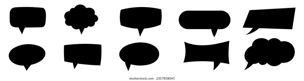 speech bubbles and text balloons in cartoon style. Handwriting sketches and doodles create cloud icons for speech, text, and dialogue. Flat vector illustration isolated on white background