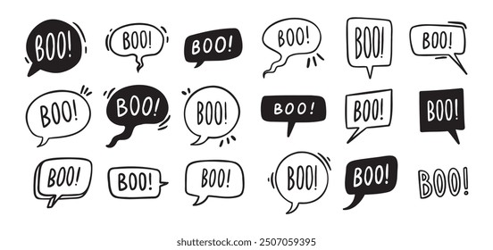 Speech bubbles with text Boo. Vector hand drawn doodle vector illustration