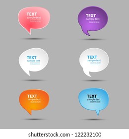 Speech bubbles for text in bright colors. A vector illustration.