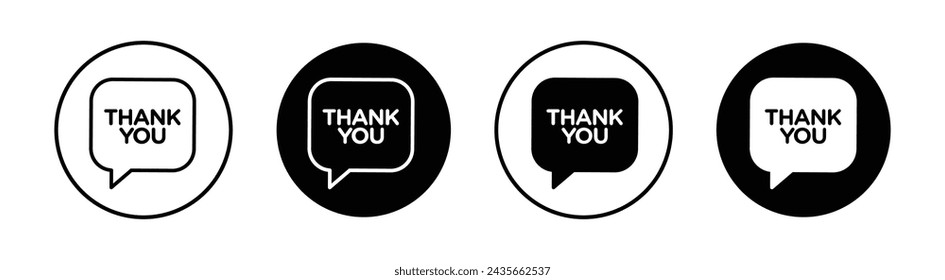 Speech bubbles thank you icon mark in filled style