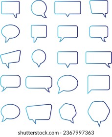 Speech bubbles thin line icons set. Speech, bubble, talk, chat, message, balloon and communication. Vector design.
