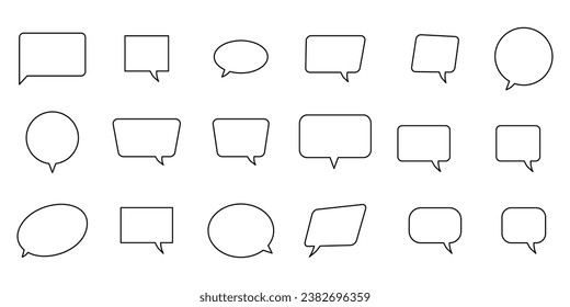 Speech bubbles thin line icons collection vector.