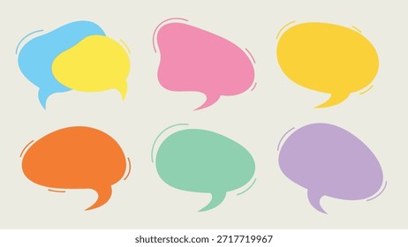 Burbujas del habla y globos del pensamiento en diversos Colores y Formas para la comunicación