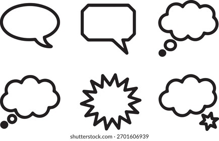 Burbujas de discurso y nubes de pensamiento Colección para la comunicación y los Elementos de diseño