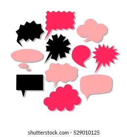 Speech Bubbles or Thought Bubbles for infographics. Hand drawn vector illustration.
