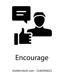 Speech bubbles with thumbs up gesture symbolising positive interaction 