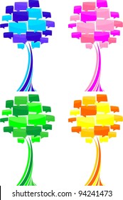 Speech bubbles tree in four seasons