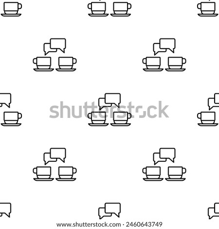 Speech bubbles with two cups seamless pattern. Socializing. Friends meeting over coffee. Dialogue, discussion, conversation, gossip over coffee cup. Vector illustration.