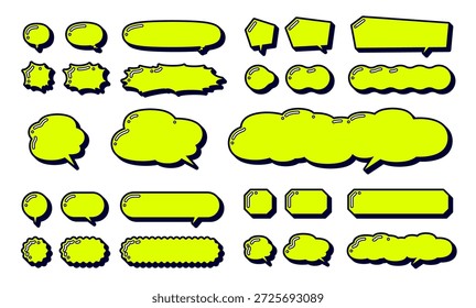 Speech bubbles of various shapes with distinctive highlights, horizontal layout