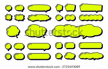 Speech bubbles of various shapes with distinctive highlights, horizontal layout