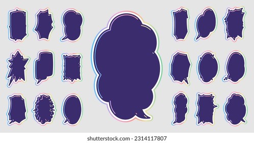 Speech bubbles of various shapes with a semi-stereoscopic design. Vector data that is easy to edit.