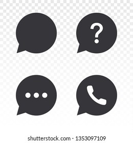 Speech bubbles. Vector speech bubbles. Call Center icon. Help, Support, Speech bubbles Icons Set. Phone Assistant, Online Help, Video Chat. Vector illustration. 