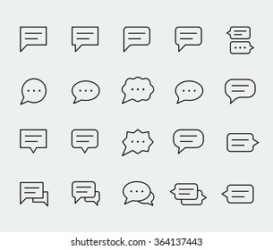 Speech bubbles vector icon set in thin line style