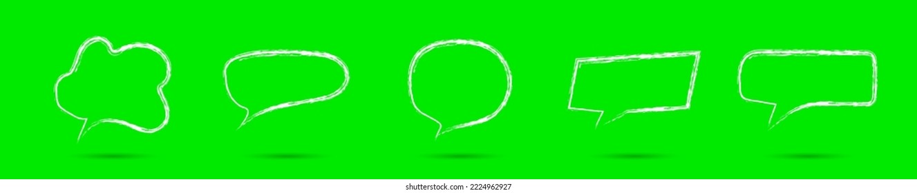 speech bubbles vector illustrations set. Hand drawn empty thought and text clouds