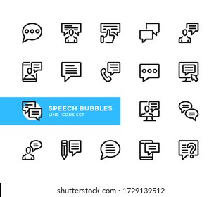 Speech bubbles vector line icons. Simple set of outline symbols, graphic design elements. Line icons