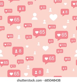 Speech bubbles. Vector. Seamless pattern. Speech bubbles for social networks. Abstract background. Seamless pattern. Vector. Likes, comments, followers and subscribers in social communication.