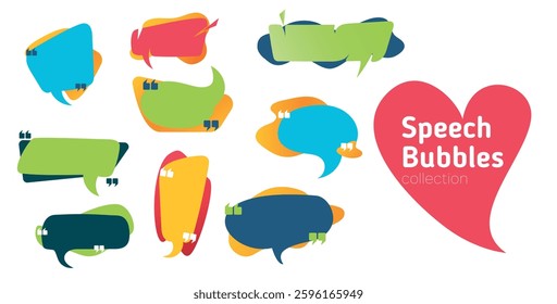 Speech bubbles Vector Set. Collection of Different forms and colors of speech bubbles for graphic design. Isolated Vector design elements