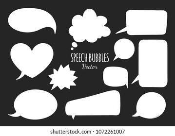 Speech bubbles vector set. Hand drawn elements.