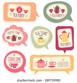 Speech bubbles. Vector set. Tea and Coffee.