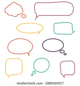 Speech bubbles vector.  Stickers.  Set of isolated speech bubbles
