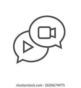 Speech bubbles with video and play icons for communication