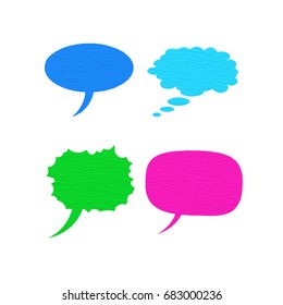 speech bubbles watercolor 4 set. paint color talking bubble collection. white background. grunge texture. vector illustration