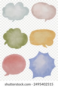 Sprechblasen Aquarell, Cloud Textbox Set isoliert, Handfarbe Chatting oder Nachrichten Kommentar-Box, Vektorgrafik Cartoon Pastellballon Design of Thinking für Word Zeichen für Symbol