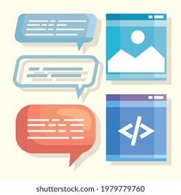 speech bubbles and web pages