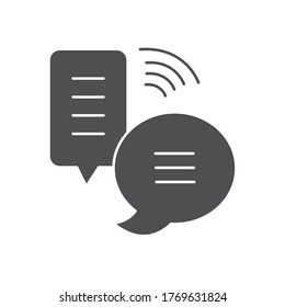speech bubbles with wifi signal icon over white background, silhouette style, vector illustration